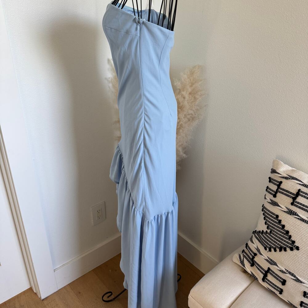 Peppermayo Evander Light Blue Chiffon Strapless High Low Maxi Dress NWT Small - Picture 7 of 13